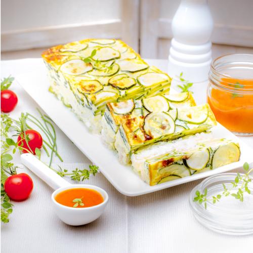 Millefeuille de courgette, cabillaud et mozzarella Millefeuille-de-courgette,-cabillaud-et-mozzarella
