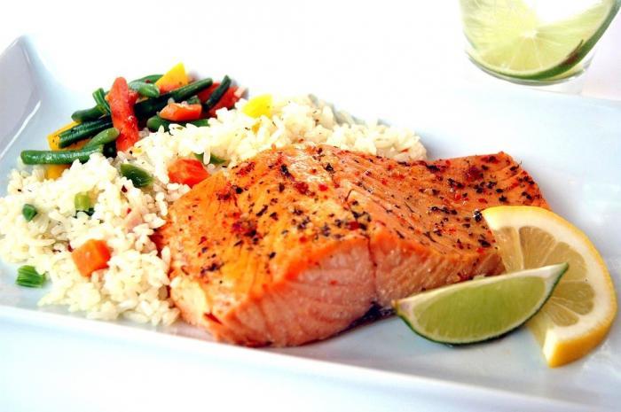 Saumon-grillé-/-riz