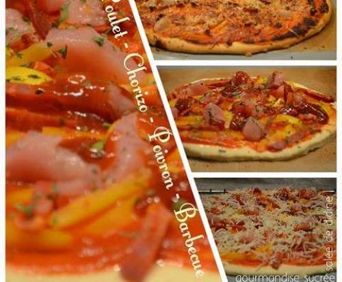 Pizza barbecue poulet chorizo poivron-thermomix Pizza-barbecue-poulet-chorizo-poivron-thermomix