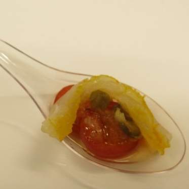 Cuillères de tomates cerises et haddock fumé et sa vinaigrette aux câpres-thermomix