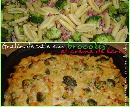 Gratin de pâtes aux brocolis et crème de lard fumé-thermomix