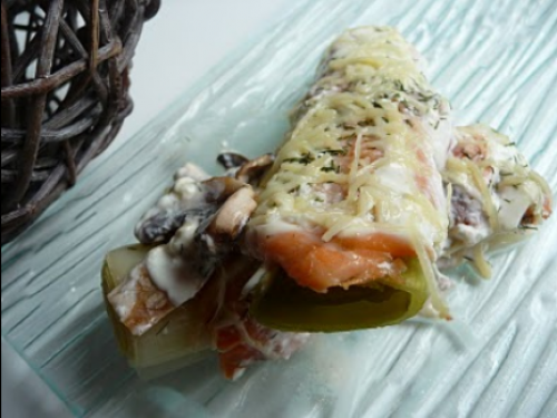 Gratin de poireaux au saumon fumé et champignons-thermomix Gratin-de-poireaux-au-saumon-fumé-et-champignons-thermomix