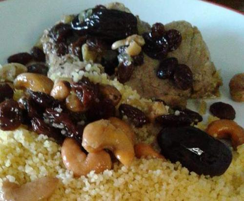 Tajine ; filet mignon, noix de cajou, dattes, raisins de corinthe-thermomix