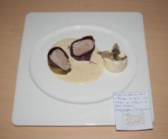 Mignon de porc en habit d'arlequin au poivre vert, veloutine de butternut et céléri forestière-thermomix