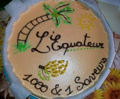 Bienvenus en equateur! (biscuit chocolat, crème chocolat banane & mousse passion)-thermomix