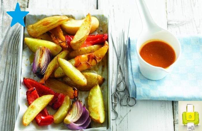 Pommes de terre au four, sauce barbecue Pommes-de-terre-au-four,-sauce-barbecue