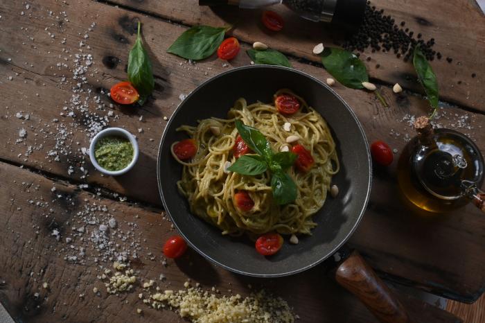 Spaghettis au pesto alla trapanese (sicile)