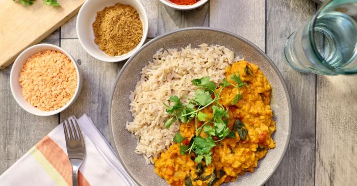 Koshari egyptien (riz, lentilles, pates et pois chiches)